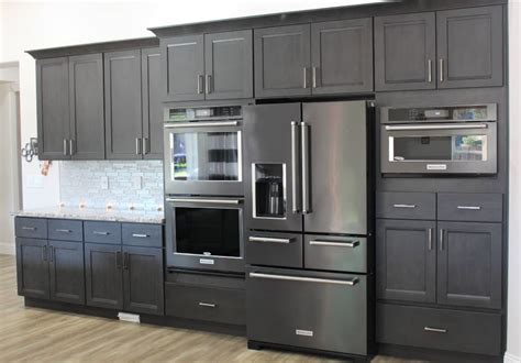 best cabinet colors with stainless steel appliances|gray stainless steel cabinets.